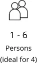 1 - 6 Persons (ideal for 4)